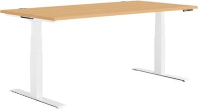Schäfer Shop Genius Schreibtisch MODENA FLEX, elektrisch höhenverstellbar, T-Fuß, Farbe Buche/weiß, B: 160 cm, T: 80 cm - Bild 1