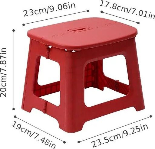 LIUSHADUOLA Klappstuhl Hocker aus Kunststoff in Rot für Badezimmer und Außenbereich - Bild 1