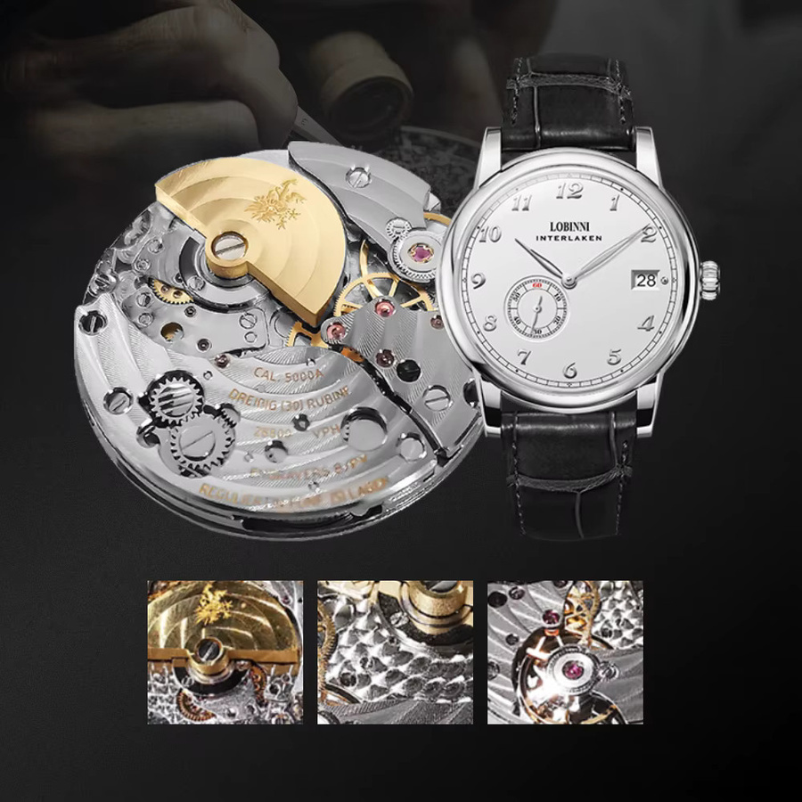 Lobinni Armbanduhr Automatik, Leder, Herren - Bild 5