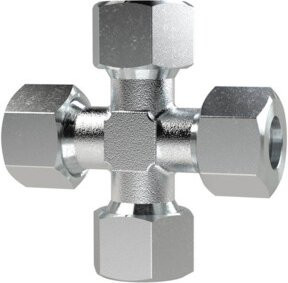 Riegler Kreuz-Verschraubung aus verzinktem Stahl in Silber für Rohr Durchmesser 12 mm KV12LST - Bild 1