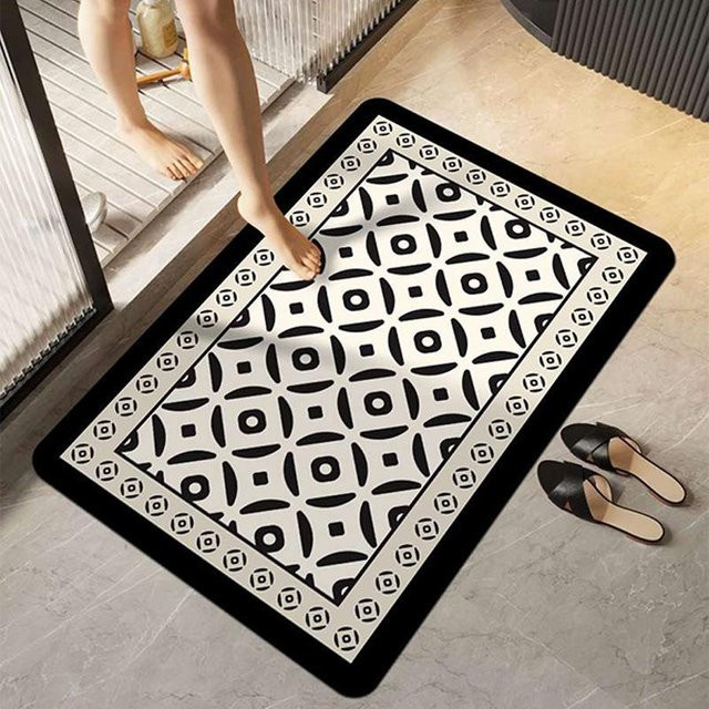 Saugfähige und schnelltrocknende Badezimmer-Bodenmatte von Yiran Furniture mit Tier-Motiv, Farbe: Weiß, B/T: 60 x 90 cm - Bild 1