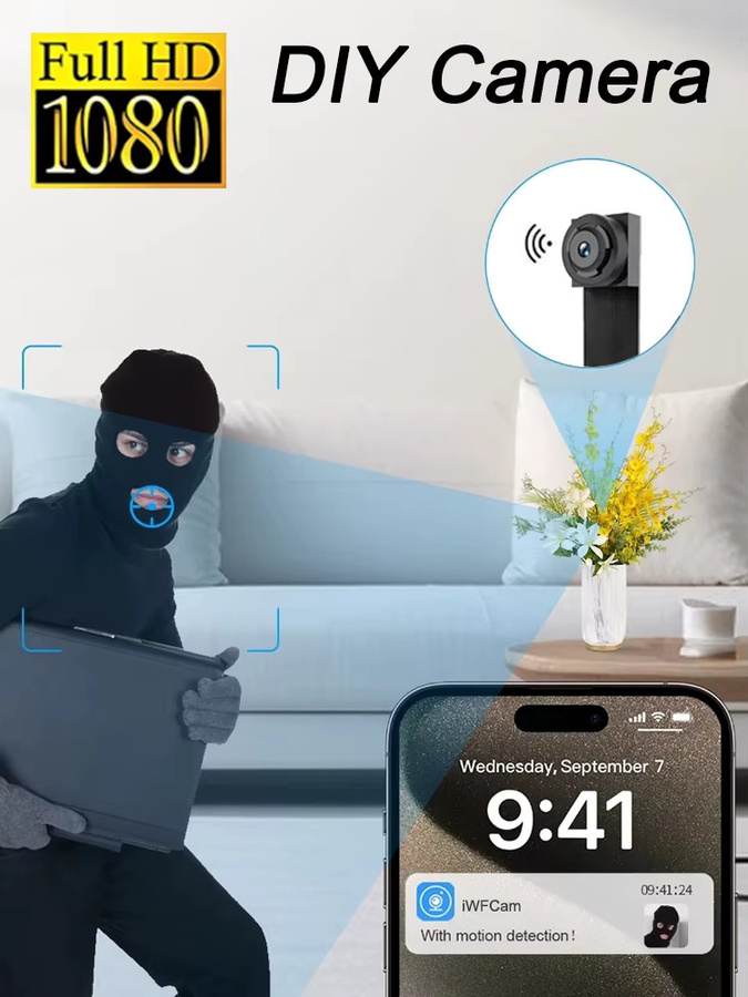 CUGUU WLAN Minikamera 1080P HD Tragbarer Videorekorder mit Fernüberwachung und Endlosaufnahme in Schwarz - Bild 6