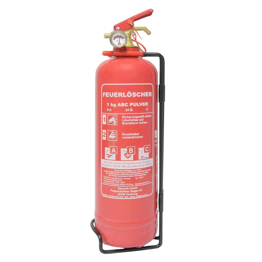Sensorit Pulverlöscher ABC Autolöscher mit 1 kg Pulver inklusive Halterung und Prüfschild - Bild 2