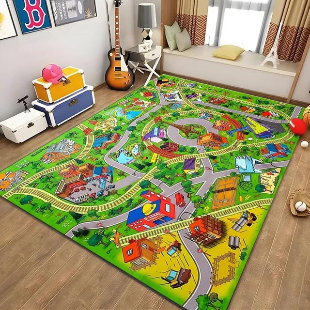 Kinderteppich Spielteppich Stadtleben mit Straßenverkehrssystem von Rouxin thirteen, Mehrfarbig, B/T: 80 x 160 cm - Bild 1