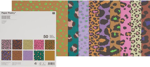 Rico Design Paper Poetry Origami Acid Leo Faltblätter Multicolor, 50 Blatt, 15 x 15 cm - Bild 1