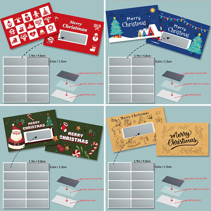 50-teiliges Weihnachts-Kratzkarten-Set mit Weihnachtsmann-Motiven in Mehrfarbig und Braun, selbstkratzende Urlaubs-Belohnungskarten und Geschenkanhänger aus Papier - Bild 4