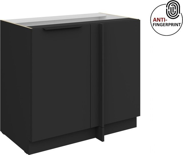 Küchen Eckschrank ARIA Schwarz matt Anti Fingerprint Breite: 105 cm - Bild 1
