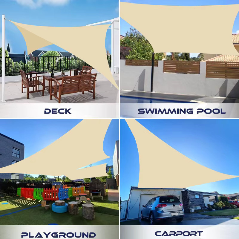 Wasserdichtes Outdoor-Sonnenschutzsegel aus Polyester in Grau - Bild 4