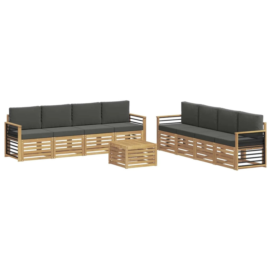 vidaXL Sofagarnitur aus Akazienholz mit 9-teiligem Set in Weiß und Anthrazit mit UV-beständigem Polyester-Bezug - Bild 2