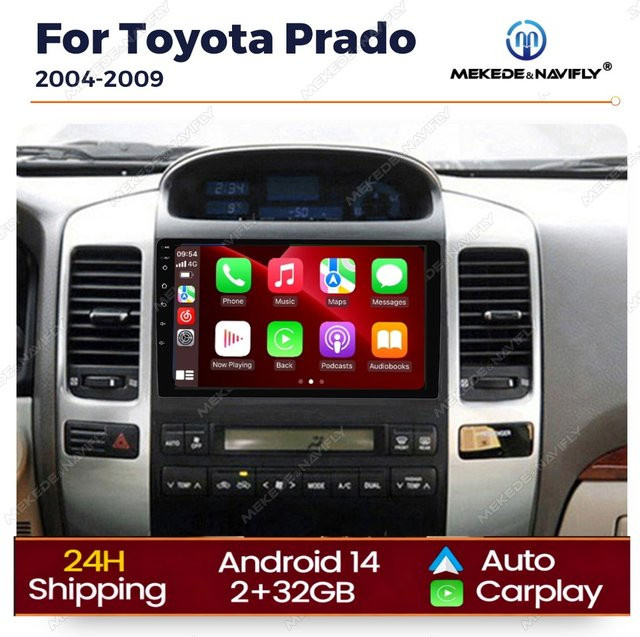 STRONGNAVI Android 14 2 DIN Autoradio für Toyota Land Cruiser Prado 120 LC120 2003-2009 mit Android Auto und Multimedia Player in Schwarz - Bild 1