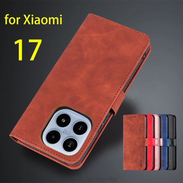 Xiaomi 17 Handyhülle aus PU-Leder mit Kartenhalter und Brieftaschenfunktion in Blau - Bild 1