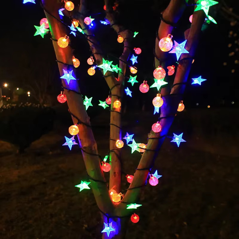Solarbetriebene LED Bubble Ball Lichterkette in Mehrfarbig, Wasserdichte Dekolampe für Garten, Hochzeit und Party - Bild 3