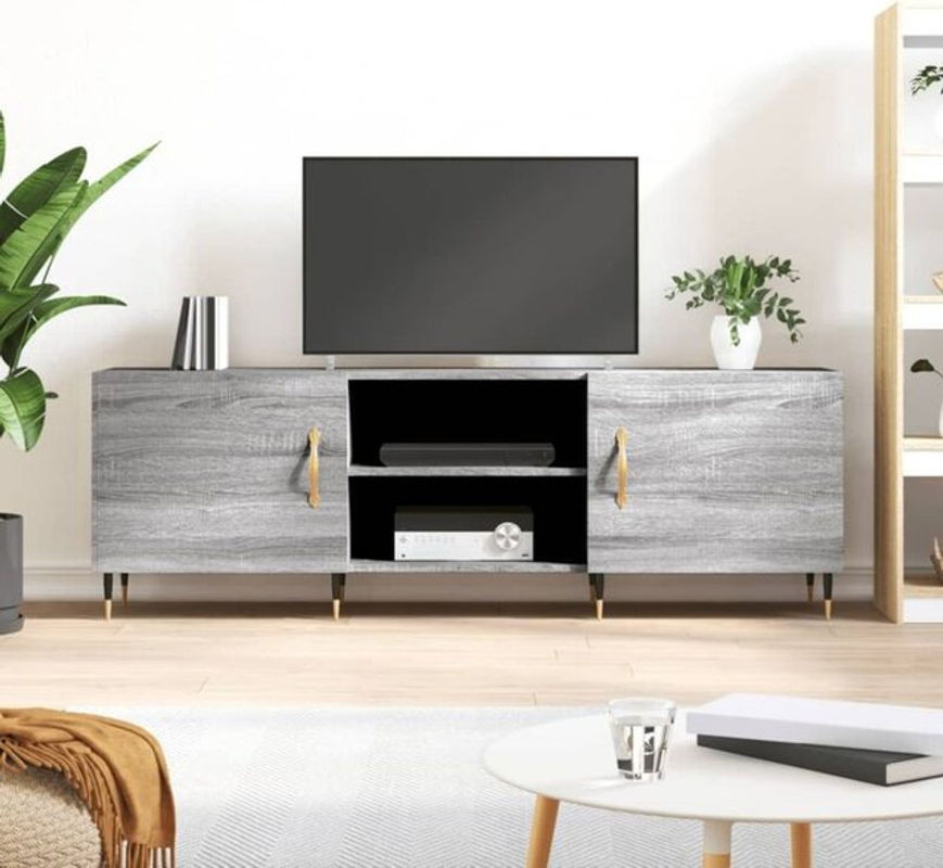 VIDAXL TV-Schrank Modern in Grau aus Holzwerkstoff und Metall, B/T/H: 150 x 30 x 50 cm - Bild 1