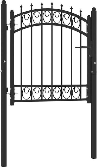 vidaXL Zauntor aus pulverbeschichtetem Stahl mit Spitzen in Schwarz, Breite: 100 cm, Höhe: 150 cm - Bild 1