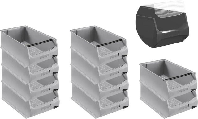 PROREGAL SparSet 10x Sichtlagerbox 5.1 mit Griffstange und Abdeckung, Grau, H x B x T: 20 x 30 x 50 cm - Bild 1