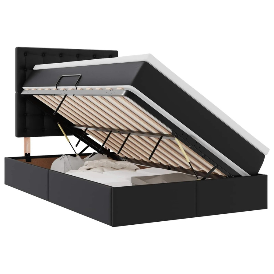 vidaXL Aufbewahrungsbett mit Matratze in Schwarz aus Kunstleder mit Lift-up-Funktion, B/T/H: 120 x 194 x 128 cm - Bild 2