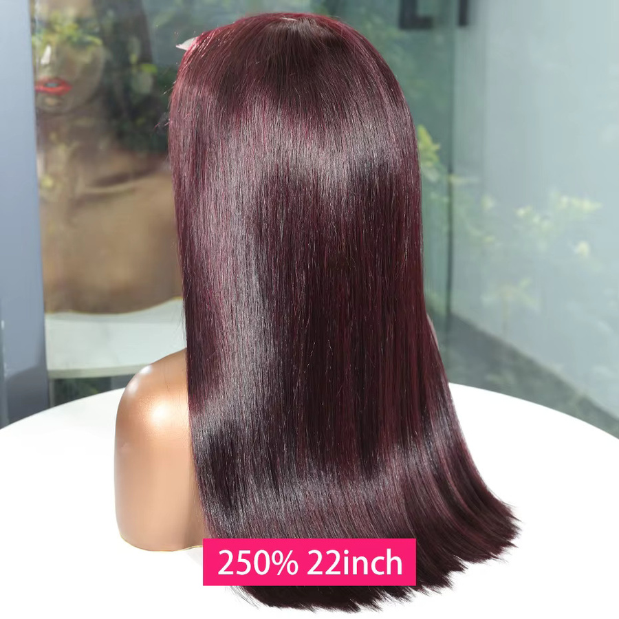 Urban Aura Bob-Echthaarperücke, 2x6 Spitzenverschluss, 99J Rot, 250-300 Dichte - Bild 2
