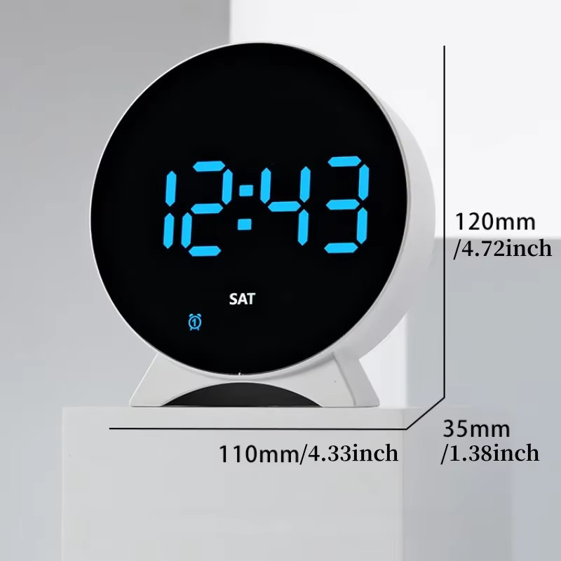 NieNie Digitaler LED-Wecker mit Temperaturanzeige und Datum, USB-betrieben mit 2 Alarmen, 3 Helligkeitsstufen und Nachtmodus, Tischuhr mit 12/24-Stunden-Anzeige - Bild 3