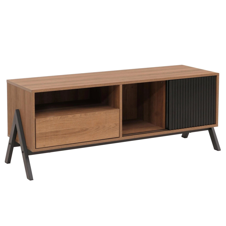 MCW TV-Rack O40 Lowboard in Natur mit Schiebetür und Staufächern, B/T/H: 120 x 40 x 49 cm - Bild 3