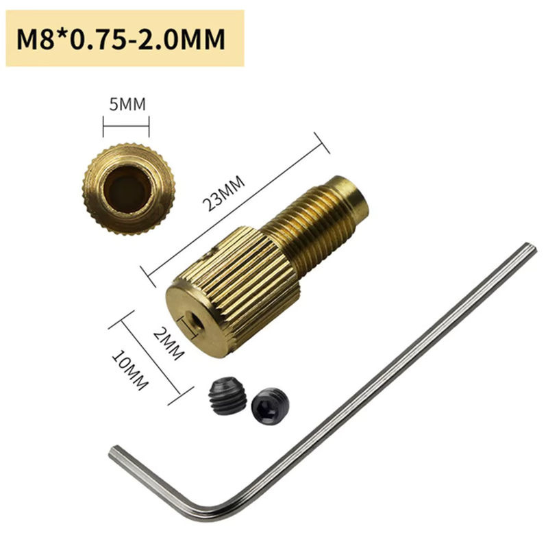 Vibratite Selbstspannendes Mini Bohrfutter aus Messing in Gold, M8-Welle, Spannbereich 2 bis 5 mm - Bild 2