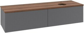V&B Antao Waschtischunterschrank mit Frontstruktur und LED-Beleuchtung, Anthrazit lackiert, Wandmontage, Breite: 160 cm, Tiefe: 50 cm - Bild 1