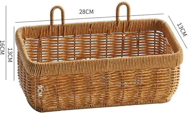Handgewebter Wandbehang-Aufbewahrungskorb aus Rattan von Yiran Furniture in Braun - Bild 1