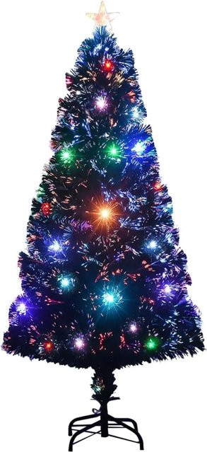 vidaXL Weihnachtsbaum mit Glasfaser-Beleuchtung und Ständer, Grün, Höhe: 120 cm - Bild 1