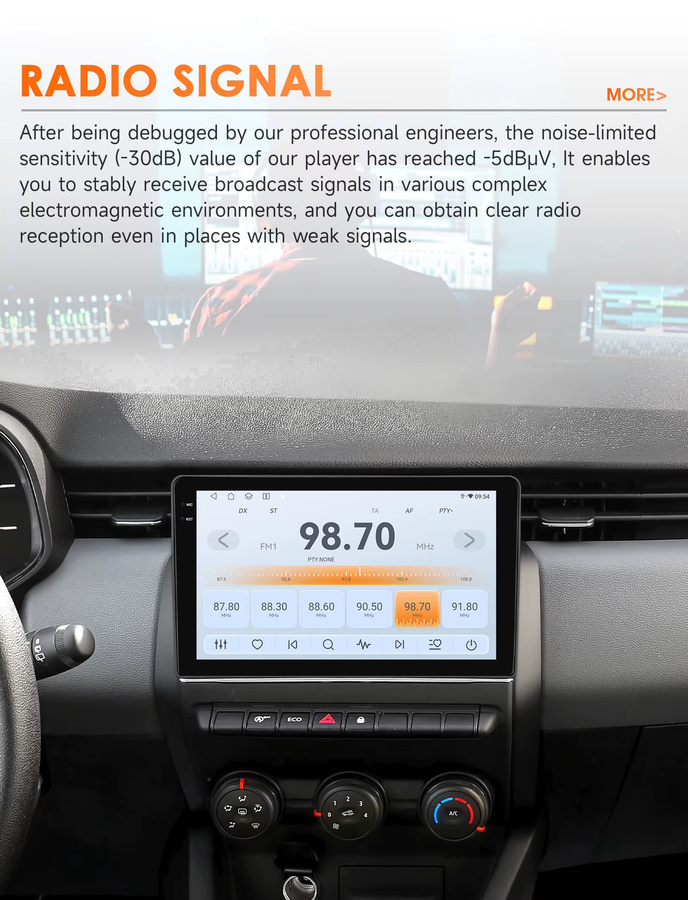 OSSURET Doppel-DIN Autoradio mit 9 Zoll Touchscreen für Renault Clio 5 2019-2021, kabelloses CarPlay und Android Auto, Bluetooth, Qualcomm Snapdragon, Schwarz - Bild 5