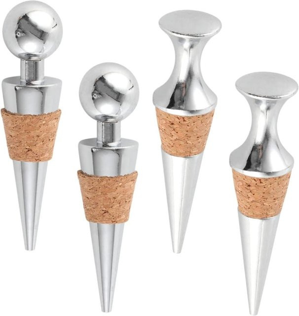 SUNFILI Vakuum-Verschlüsse aus Edelstahl für Weinflaschen und Bierflaschen, 4er-Set, Silber - Bild 1