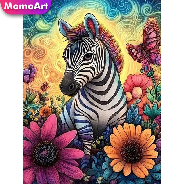 Momoart DIY Diamant-Stickerei Zebra-Tier-Mosaik-Set für Erwachsene in Multicolour, B/H: 20 x 30 cm - Bild 1
