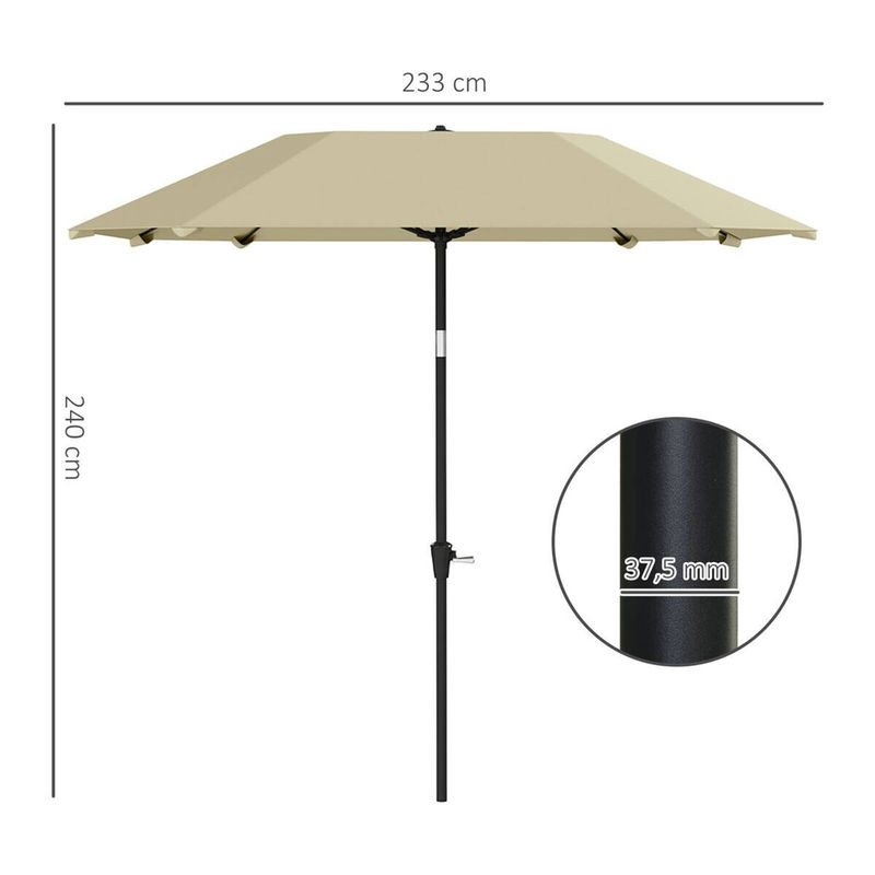 Outsunny Sonnenschirm aus Aluminium und Polyester in Beige, B/H/T: 233 x 240 x 233 cm - Bild 4