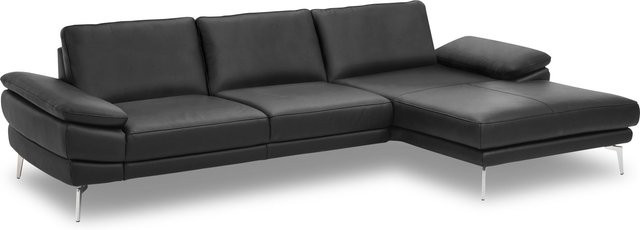 Polsterecke MONDO CIVITA in Schwarz aus Leder mit Kaltformschaum, L-Form, B: 323 cm, T: 125 cm, H: 86 cm - Bild 1