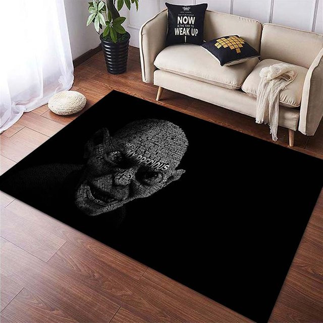 UQIDEHOME Bereichsteppich Mittelerde Karten Ring Muster in Schwarz, rutschfest und waschbar, B/T: 150 x 100 cm - Bild 1