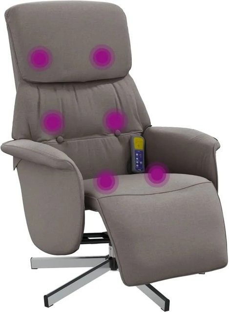 vidaXL Massagesessel mit Fußteil in Taupe, moderner Relax Sessel aus Stoff mit Armlehnen - Bild 1