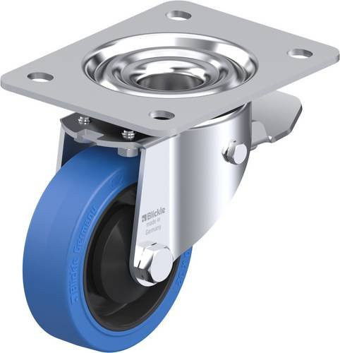 Blickle Lenkrolle LK-POEV 100KA-3-ST-SB mit Feststeller in Schwarz und Blau, Rad-Durchmesser: 100 mm, Tragfähigkeit: 200 kg - Bild 1