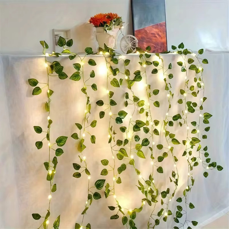 OKAL RED EAST Grüne Efeu-Blatt Lichterkette mit SMD-LEDs für Schlafzimmer, Hochzeiten und Feierlichkeiten - Bild 2