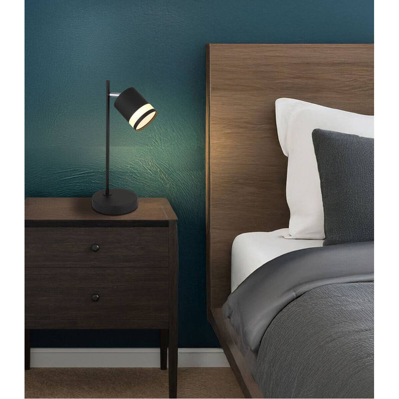 GLOBO Tischleuchte modern in Schwarz aus Metall und Kunststoff mit Opal-Diffusor, B/H/T: 15 x 40 x 12,7 cm - Bild 4
