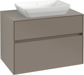 V&B Waschtischunterschrank Collaro mit Waschtisch und LED-Beleuchtung, Farbe: Wine Red, B/T/H: 80 x 54,8 x 50 cm - Bild 1