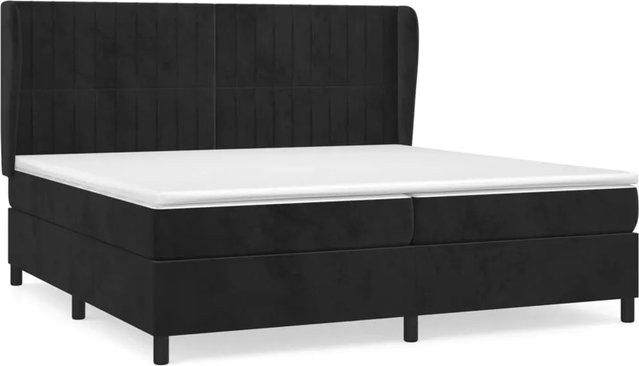 vidaXL Boxspringbett Hybrid mit Matratze und Taschenfederkern, Schwarz, Samt, B/T/H: 200 x 200 x 118 cm - Bild 1