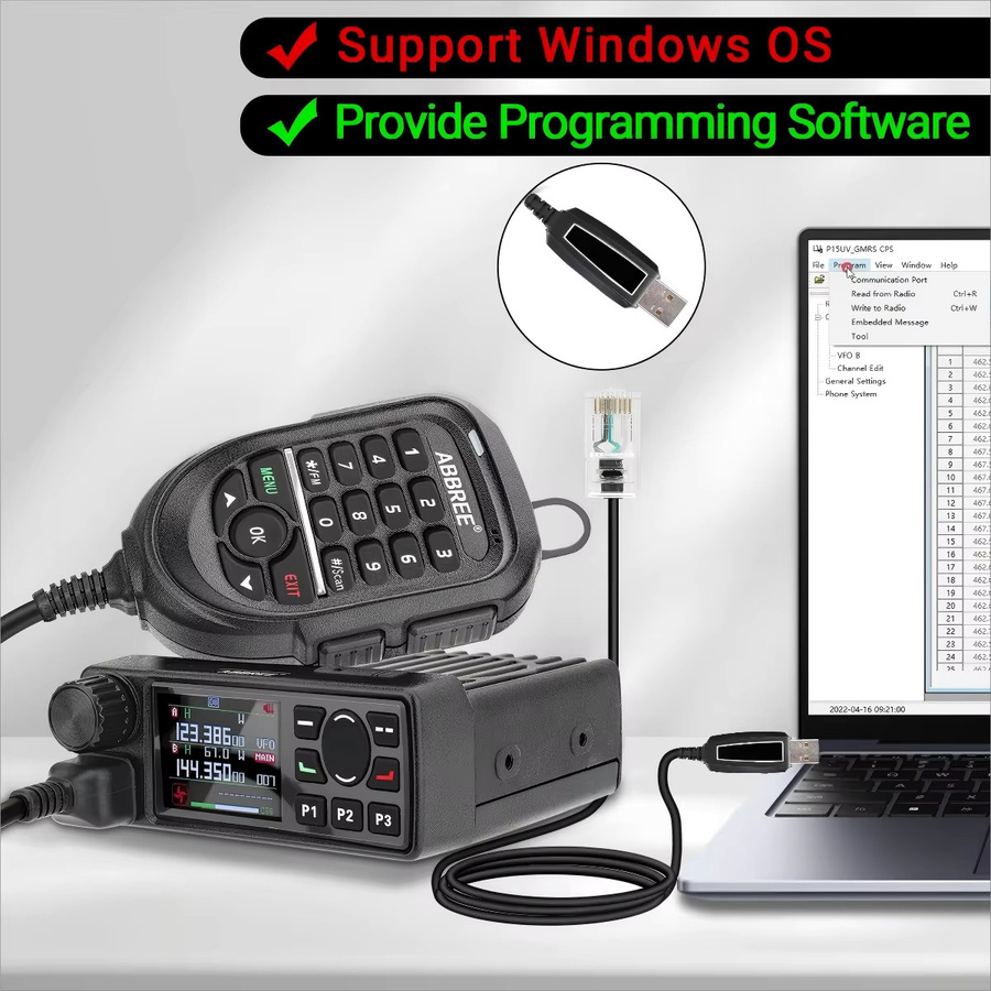 ABBREE AR-2520 USB-Programmierkabel in Schwarz für Abbree AR 2520 V1 V2 Mini-Mobilfunkgeräte und Walkie Talkies - Bild 2