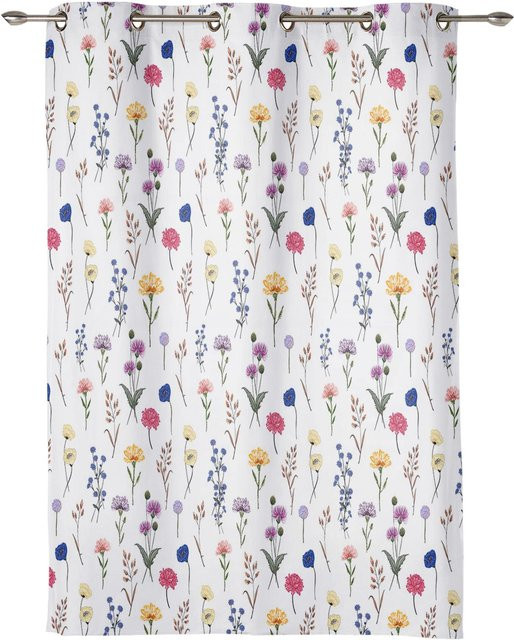 Super Six Fenstervorhang mit Blumen- und Schmetterlingsmuster, halbtransparent, Weiß, Breite: 135 cm, Höhe: 60 cm - Bild 1