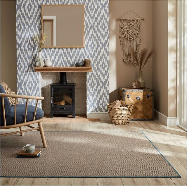 Geometrischer Jute-Teppich CARRON von Kadima Design in Braun-Blau, Breite: 200 cm, Tiefe: 290 cm - Bild 1