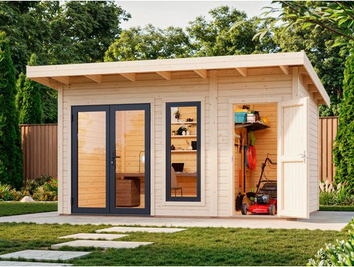 PALMAKO Gartenhaus Aurelia aus Fichte in Braun mit Pultdach, B/T/H: 436 x 300 x 250 cm - Bild 1
