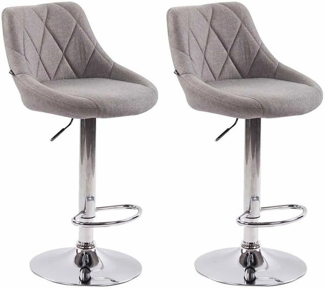 CLP 2er Set Barhocker Lazio Stoff Grau mit 360 Grad Drehsitz - Bild 1