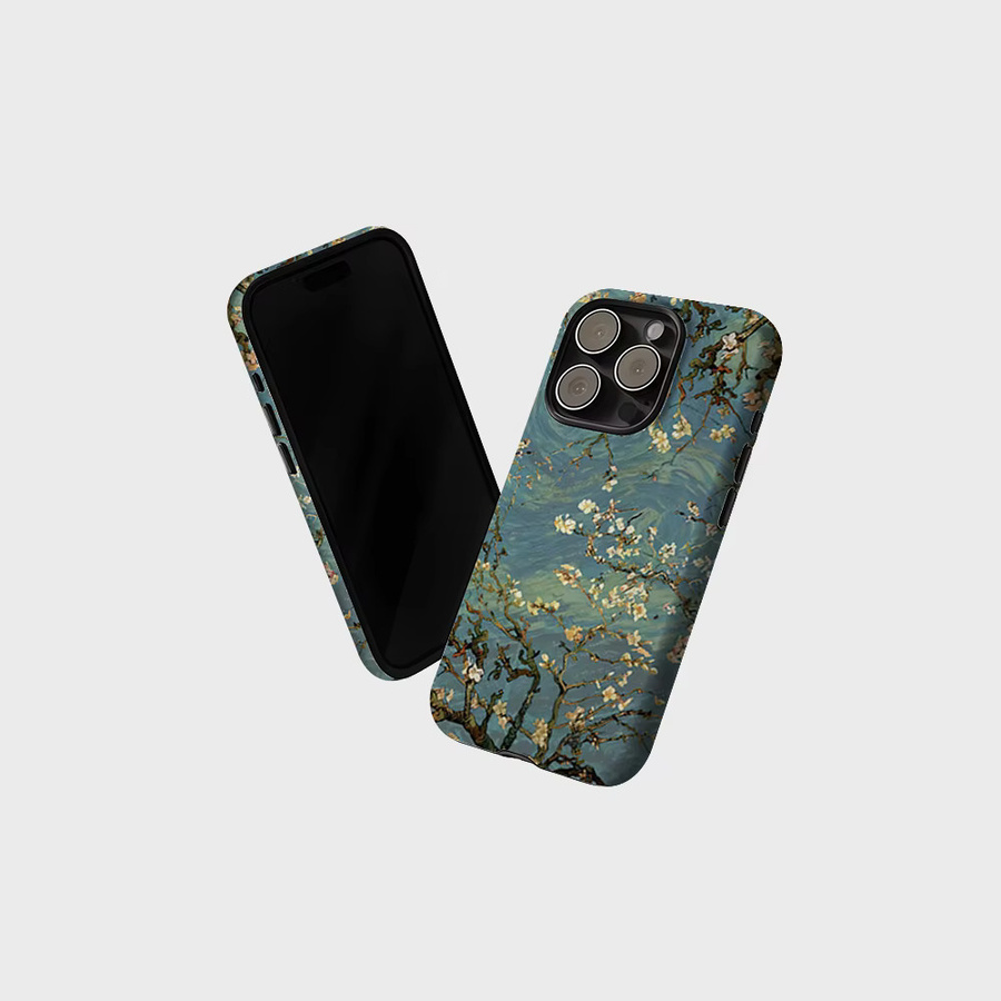 CaseLumi Matte Bumper Schutzhülle mit Van Gogh Mandelblüten Design für iPhone 17 16 15 14 13 Pro Max MagSafe kompatibel - Bild 2