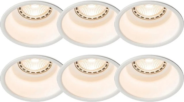 QAZQA Set mit 6 dimmbaren Einbaustrahlern in Weiß, rund, GU10, Aluminium - Bild 1