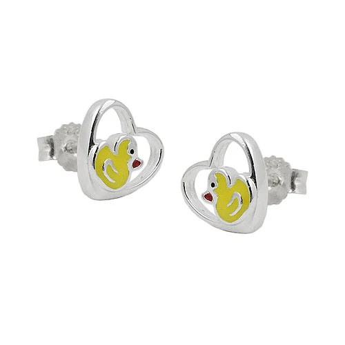 Colkid Ohrstecker Ente im Herz, 925 Silber - Bild 1