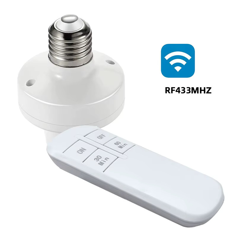 Mrgabwte Kabelloser Smart-Timer-Schalter mit Fernbedienung für E27 Lampenfassungen, Weiß - Bild 2