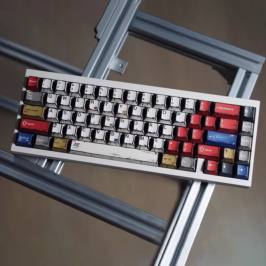 Bunte PBT Tastenkappen im Comic-Stil für mechanische Tastaturen mit Outemu-Kompatibilität, Multicolor, 74/135 Tasten-Set - Bild 4
