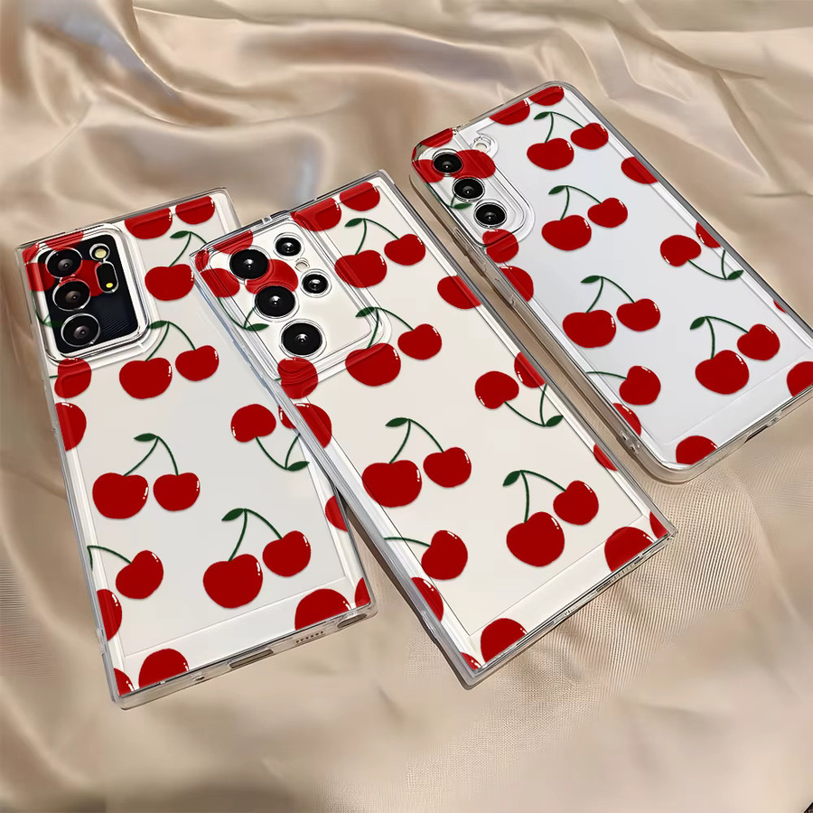 Kirsche bemalte Soft Cover Handyhülle für Samsung Galaxy A56 5G A36 A26 A55 A16 A15 A34 A35 A33 A53 A06 A05s A05 A54 A25 A14 A13 in Rot - Bild 5
